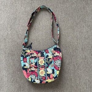 Vera Bradley Floral Fabric Shoulder Bag Purse Blu… - image 1